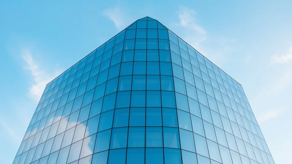 A high-quality professional photograph of a modern glass off